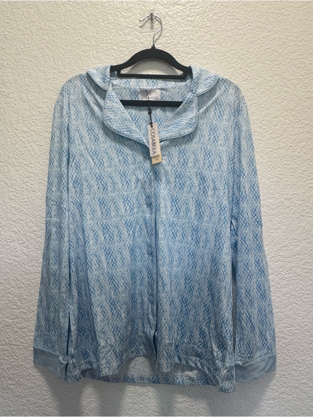 Cosabella Sky Blue Printed Button-Front Top & Short Set Pajamas